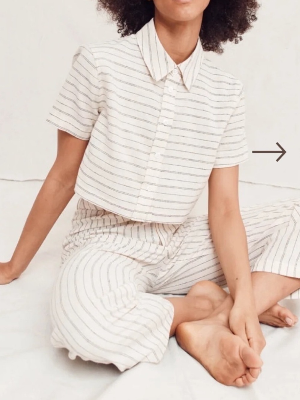 Christy Dawn Nina Two Piece Set - Oatmeal Stripe
